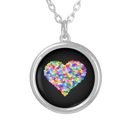Rainbow Hearts Confetti Silver Plated Necklace