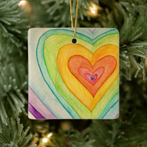 Rainbow Hearts Custom Holiday Gift Ornaments