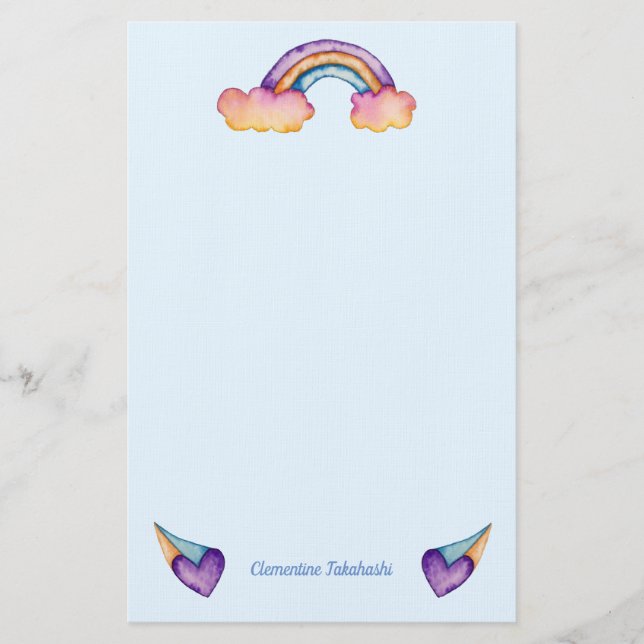 Rainbow Hearts | Cute Kids Stationery (Front)