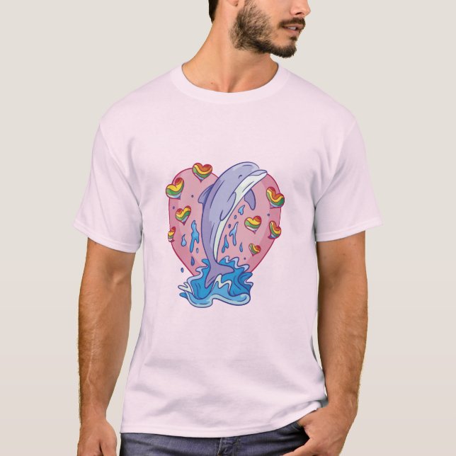 Rainbow Hearts Dolphin T-Shirt (Front)