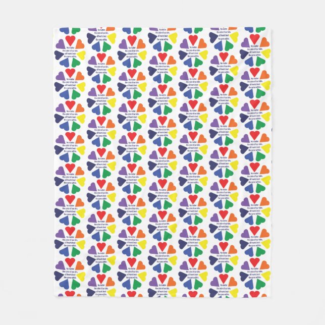 Rainbow Hearts Fleece Blanket (Front)