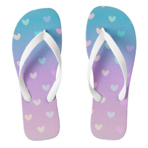 Rainbow Hearts Flip Flops