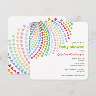 Rainbow Hearts Fun Sprinkles Whimsical Baby Shower Invitation