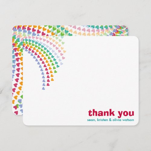 Rainbow Hearts Fun Sprinkles Whimsical Baby Shower Thank You Card