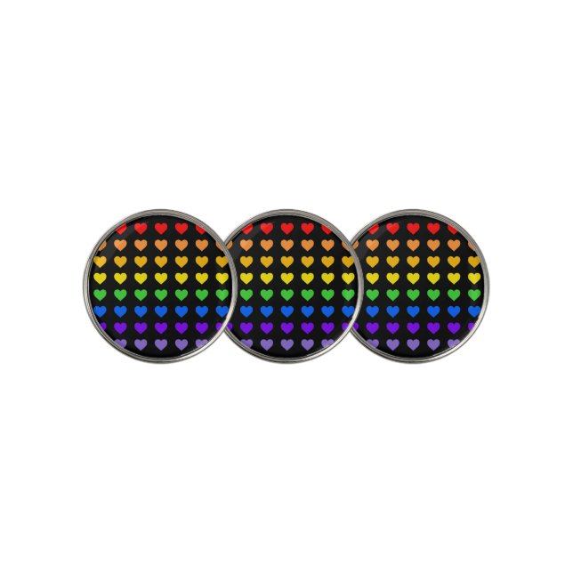 Rainbow Hearts   Golf Ball Marker (3 Up)