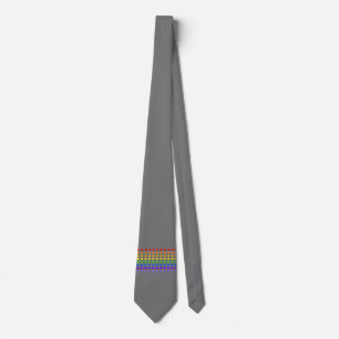 Rainbow Hearts Grey Neck Tie