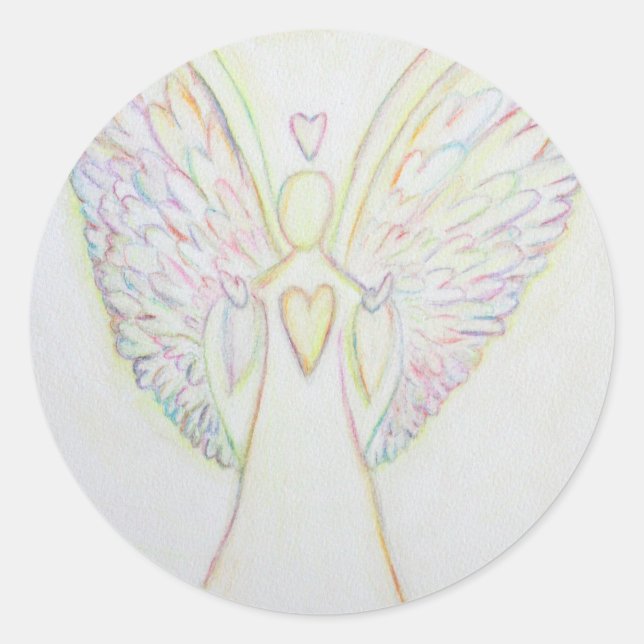 Rainbow Hearts Guardian Angel Art Custom Stickers (Front)