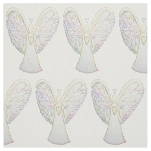 Rainbow Hearts Guardian Angel Art Fabric Material