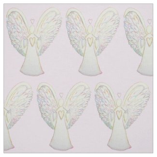 Rainbow Hearts Guardian Angel Art Fabric Material
