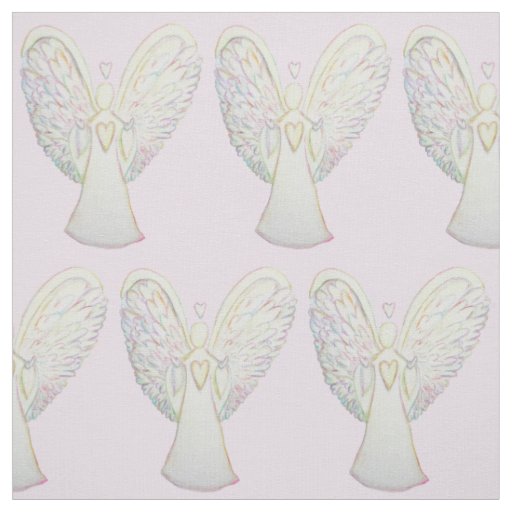 Rainbow Hearts Guardian Angel Art Fabric Material