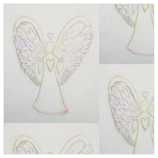 Rainbow Hearts Guardian Angel Art Fabric Material