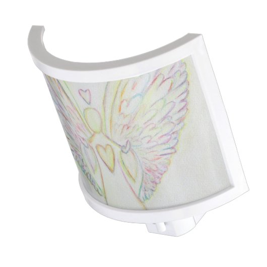 Rainbow Hearts Guardian Angel Night Light Lamp (Angled)