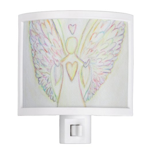 Rainbow Hearts Guardian Angel Night Light Lamp (Front)