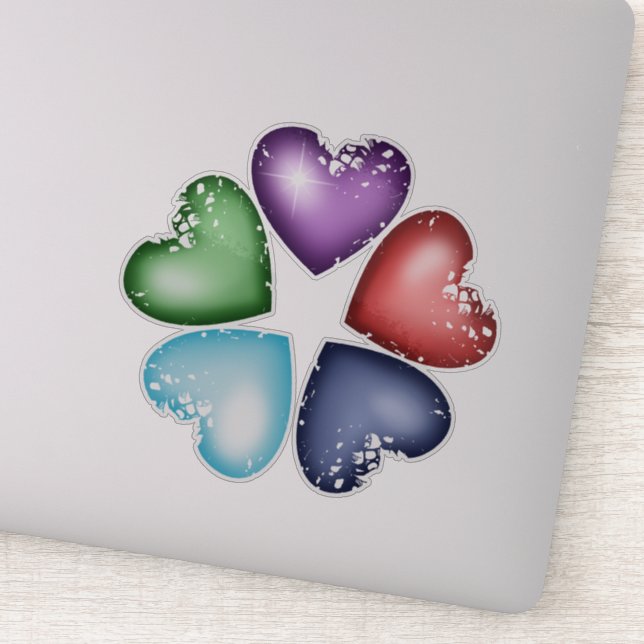 Rainbow Hearts. Heart flower Sticker (Detail)