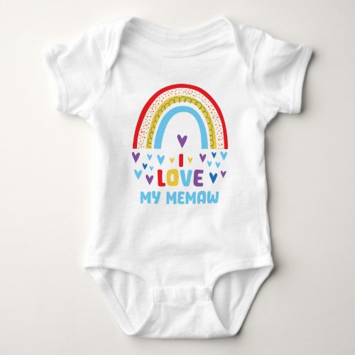 Rainbow Hearts I Love My Memaw Baby Bodysuit