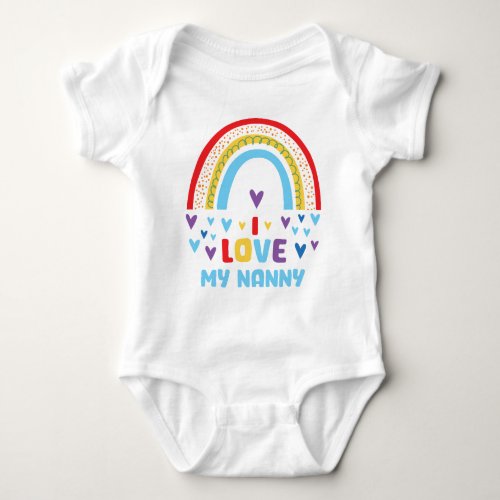 Rainbow Hearts I Love My Nanny Baby Bodysuit