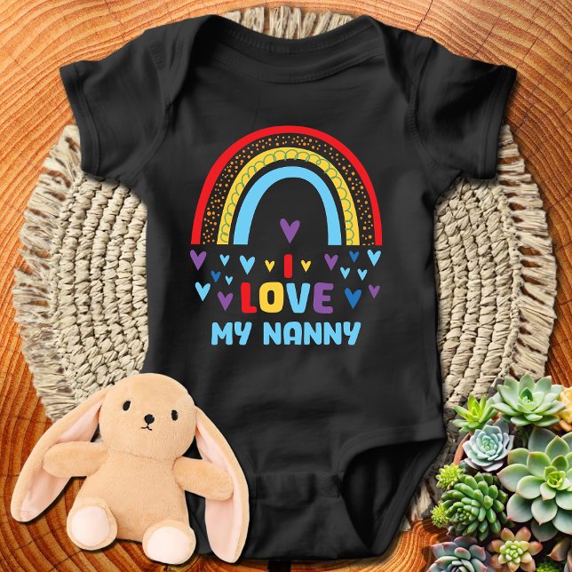 Rainbow Hearts I Love My Nanny Baby Bodysuit (Creator Uploaded)