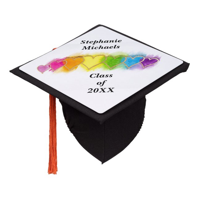 Rainbow Hearts In A Row Tassel Topper (Angled)