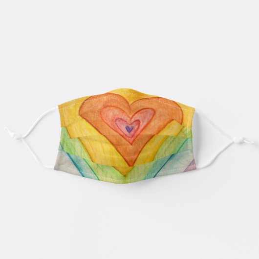 Rainbow Hearts Inspirational Art Custom Face Masks (Front, Unfolded)