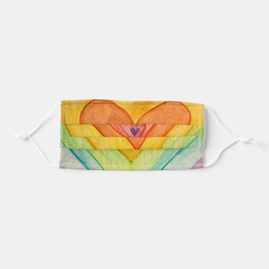 Rainbow Hearts Inspirational Art Custom Face Masks (Front, Folded)