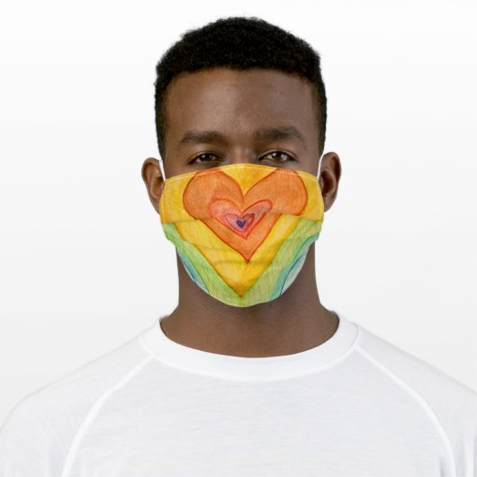 Rainbow Hearts Inspirational Art Custom Face Masks (Worn)
