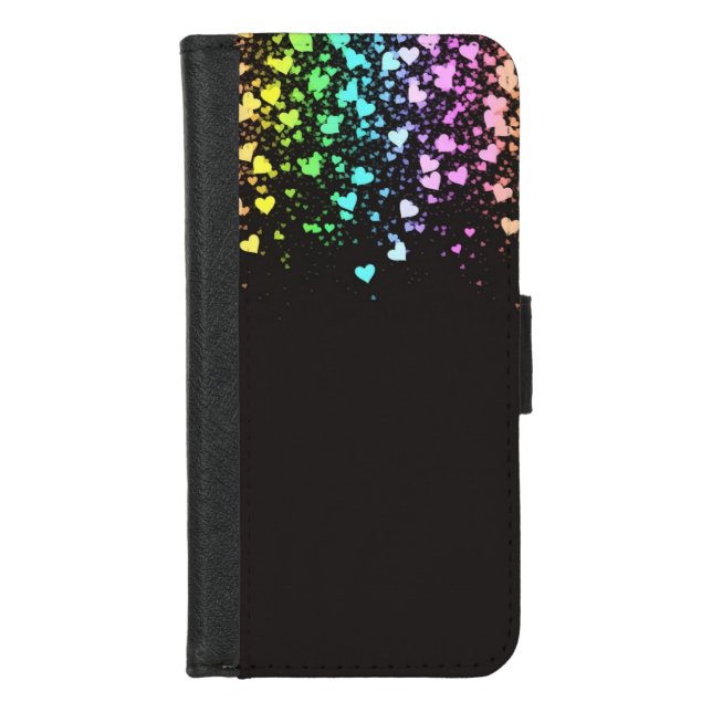 rainbow hearts iPhone wallet case (Front)