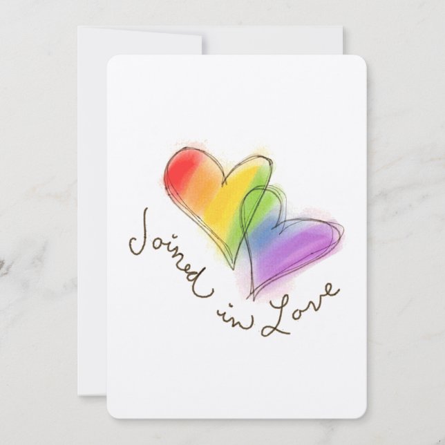 Rainbow Hearts Joined In Love Invitation (Front)