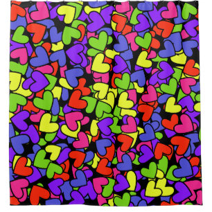 Rainbow Hearts Kids Bath Shower Curtain