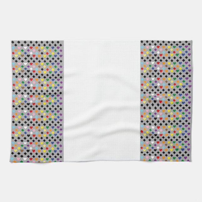 Rainbow Hearts Kitchen Towel (Horizontal)