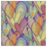 Rainbow Hearts Love Art Fabric Material