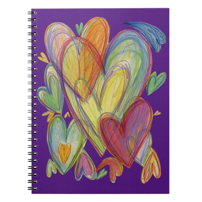 Rainbow Hearts Love Art Journal Notebook  (Front)