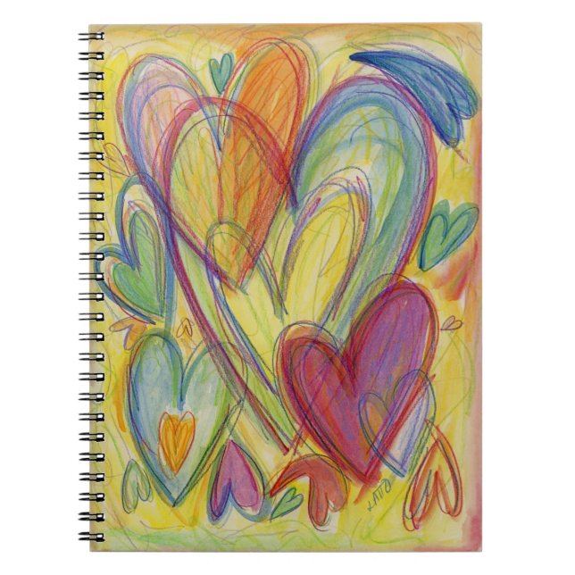 Rainbow Hearts Love Art Notebook Journal (Front)
