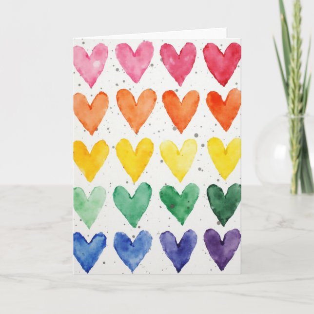 Rainbow Hearts Love Card (Front)