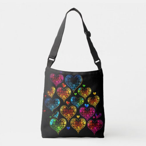 Rainbow Hearts _ Love is Love Crossbody Bag