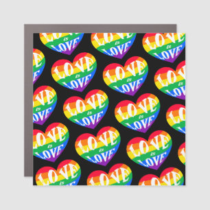 Rainbow Hearts Love Is Love Pride Car Magnet