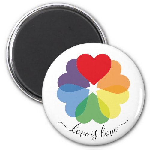 Rainbow Hearts Love Is Love Pride  Magnet