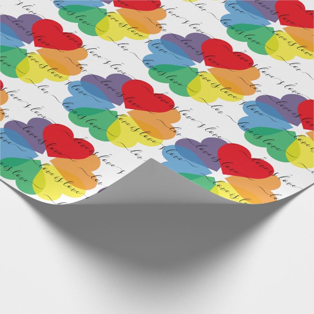 Rainbow Hearts Love Is Love Wrapping Paper (Corner)