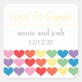Rainbow Hearts Love Is Sweet Labels (Yellow)