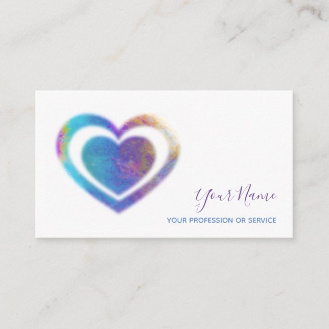 Rainbow hearts mental health coaching on white business card (Front)