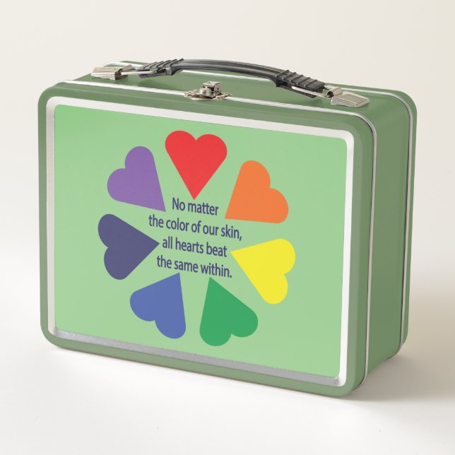 Rainbow Hearts Metal Lunch Box (Front)