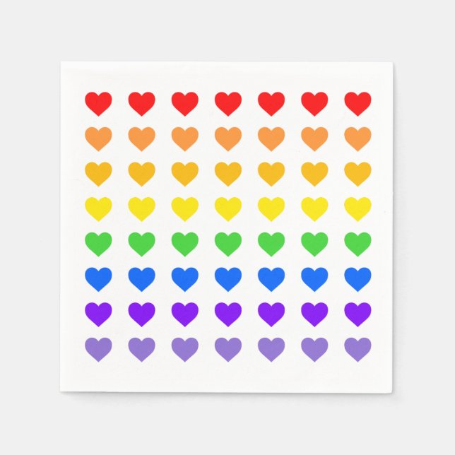 Rainbow Hearts  Napkins (Front)