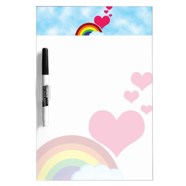 Rainbow Hearts Noteboard Dry Erase Board (Front)