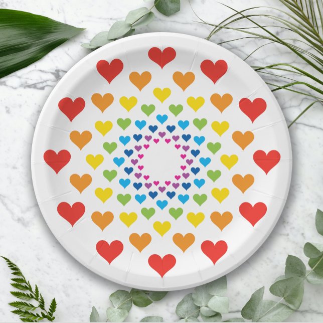 Rainbow hearts paper plates (Creator Uploaded)