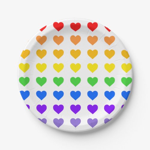 Rainbow Hearts  Paper Plates