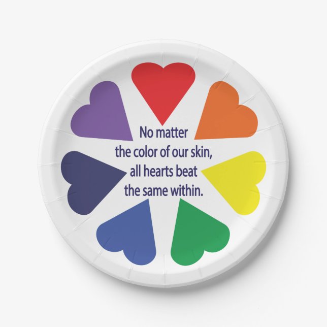Rainbow Hearts Paper Plates (Front)