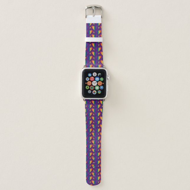 Rainbow Hearts Pattern Apple Watch Band (Front)