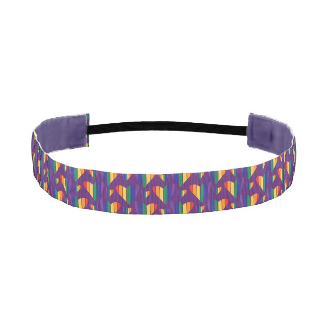 Rainbow Hearts Pattern Athletic Headband (Front)