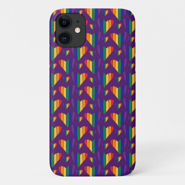 Rainbow Hearts Pattern Case-Mate iPhone Case (Back)