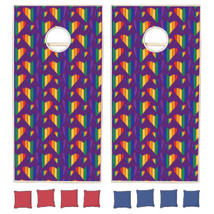 Rainbow Hearts Pattern Cornhole Set
