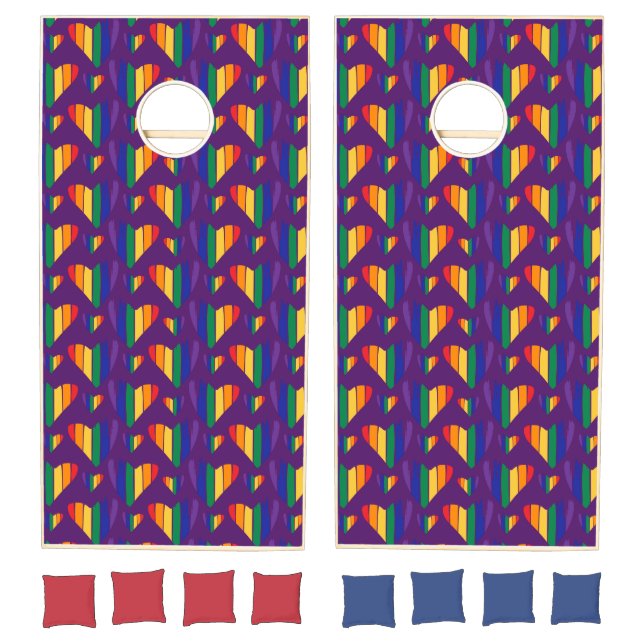 Rainbow Hearts Pattern Cornhole Set (Set)